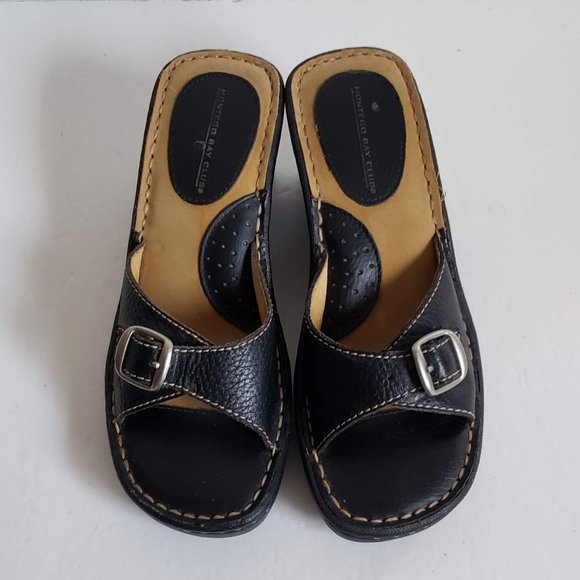 MONTEGO BAY CLUB 5.5 - 6 Wedge Sandals Adjustable Black - Picture 2 of 11